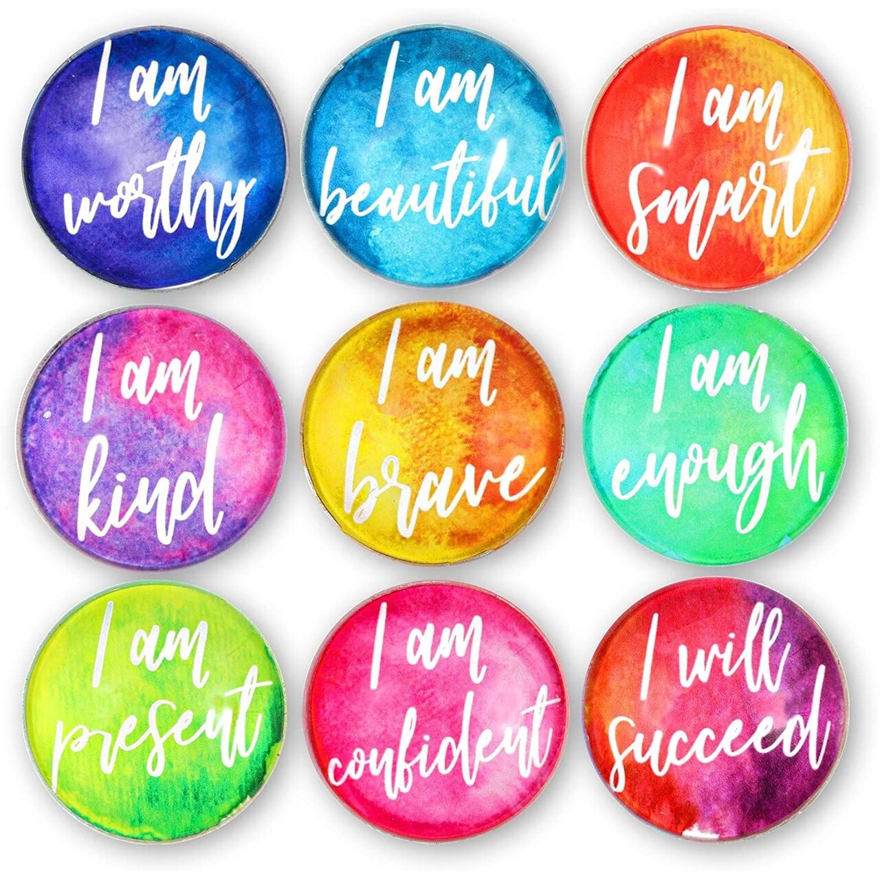 9-Piece Motivational Magnets for Fridge/ Locker/ Bulletin Board, Bright Positive Refrigerator Magnet